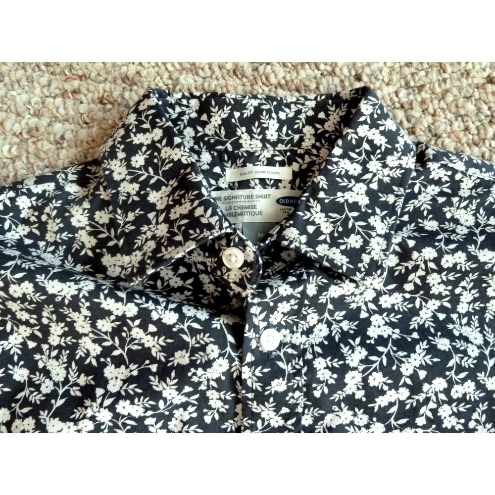 MEN'S OLD NAVY SIGNATURE SHIRT Sz Med. Slim Fit Floral Button Up Long Sleeve